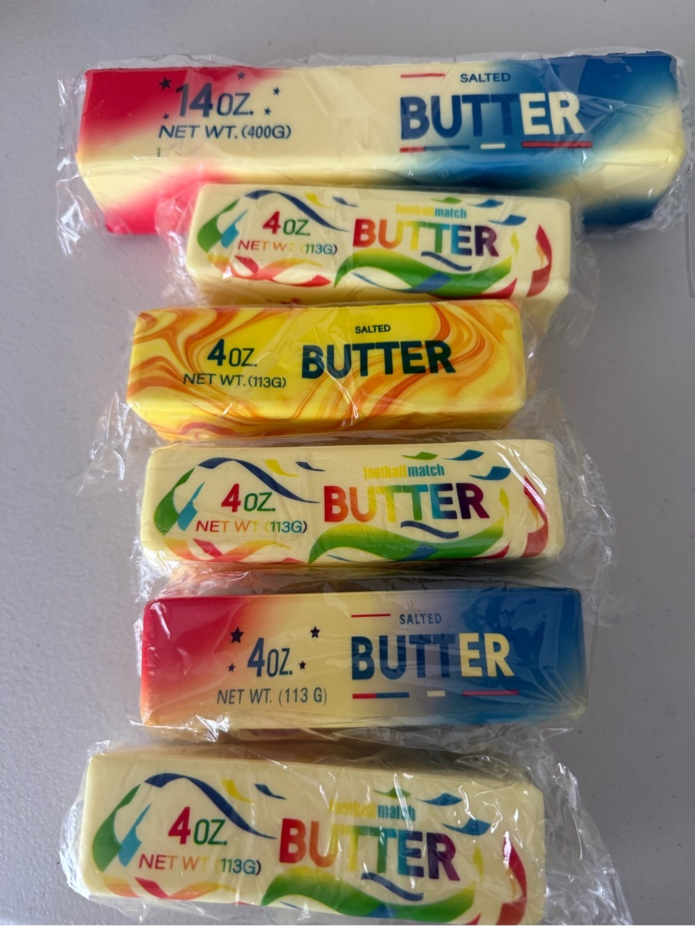 Assorted Colorful Salted Butter Sticks - Variety Pack set of 6
